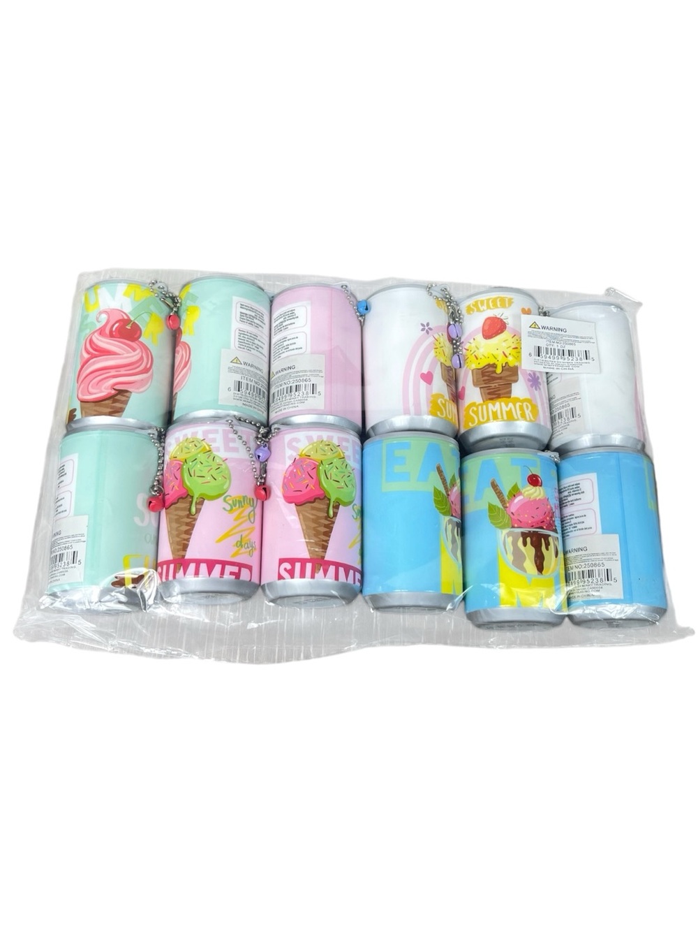 Summer Ice Cream Can Wipes With Keychain - Assorted Pastel Colors
